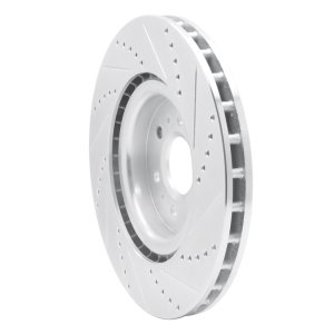 Cadillac STS Brake Rotor (1) - Front Left - R1 Concepts - Drilled & Slotted - Silver - `04-`11